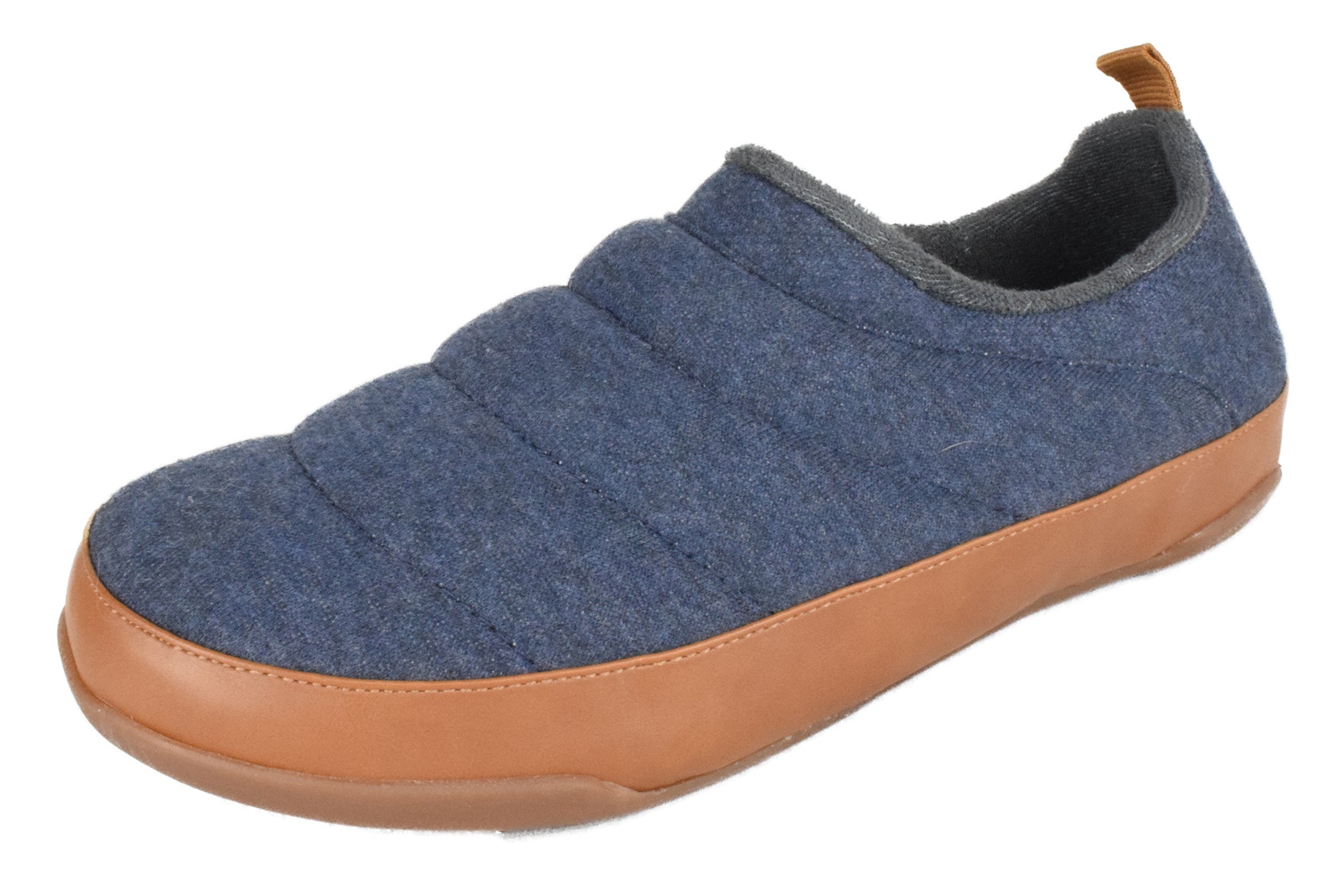 SUN STONE Mens Quilted Platform Slip-On Moccasin Slippers DEREK Blue Denim