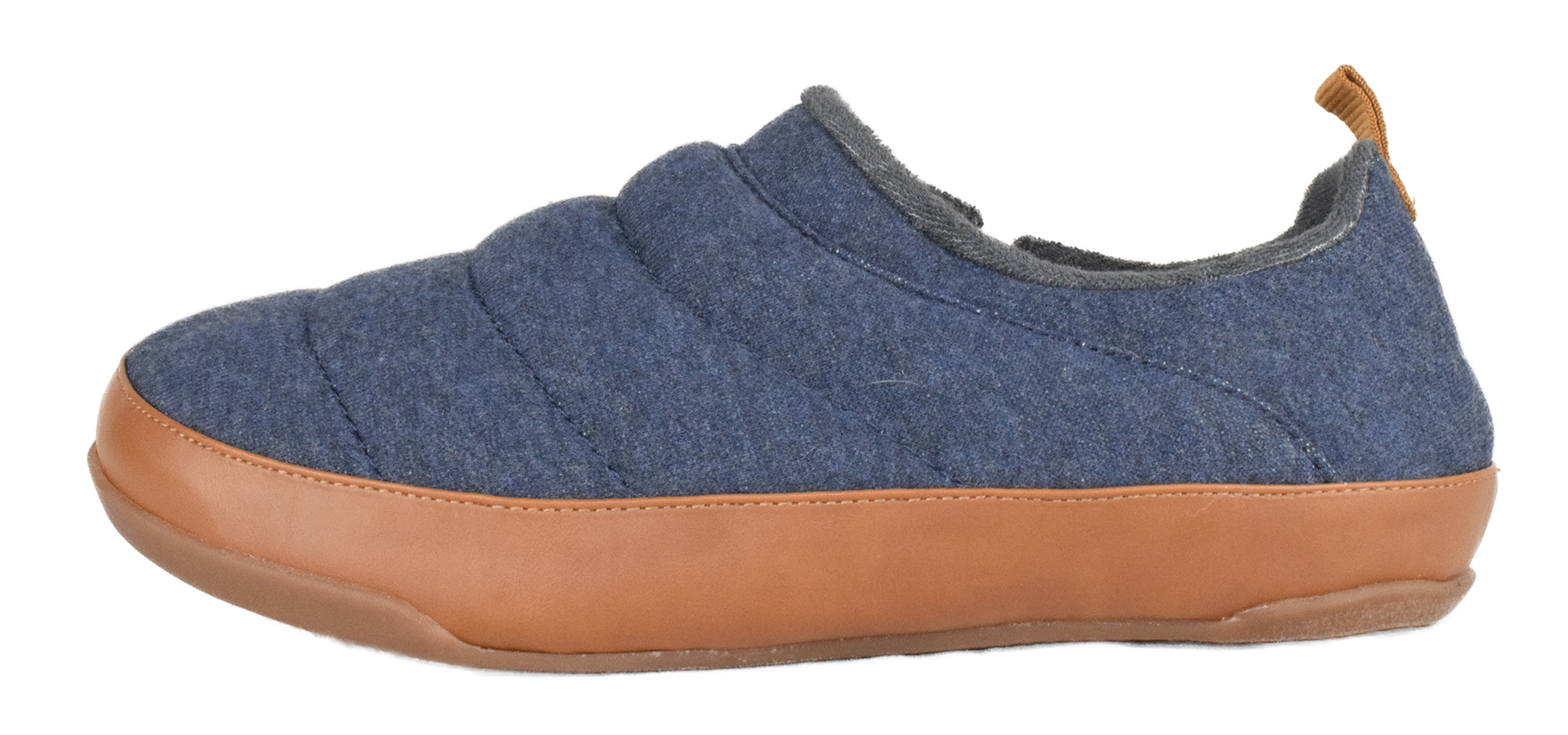 SUN STONE Mens Quilted Platform Slip-On Moccasin Slippers DEREK Blue Denim