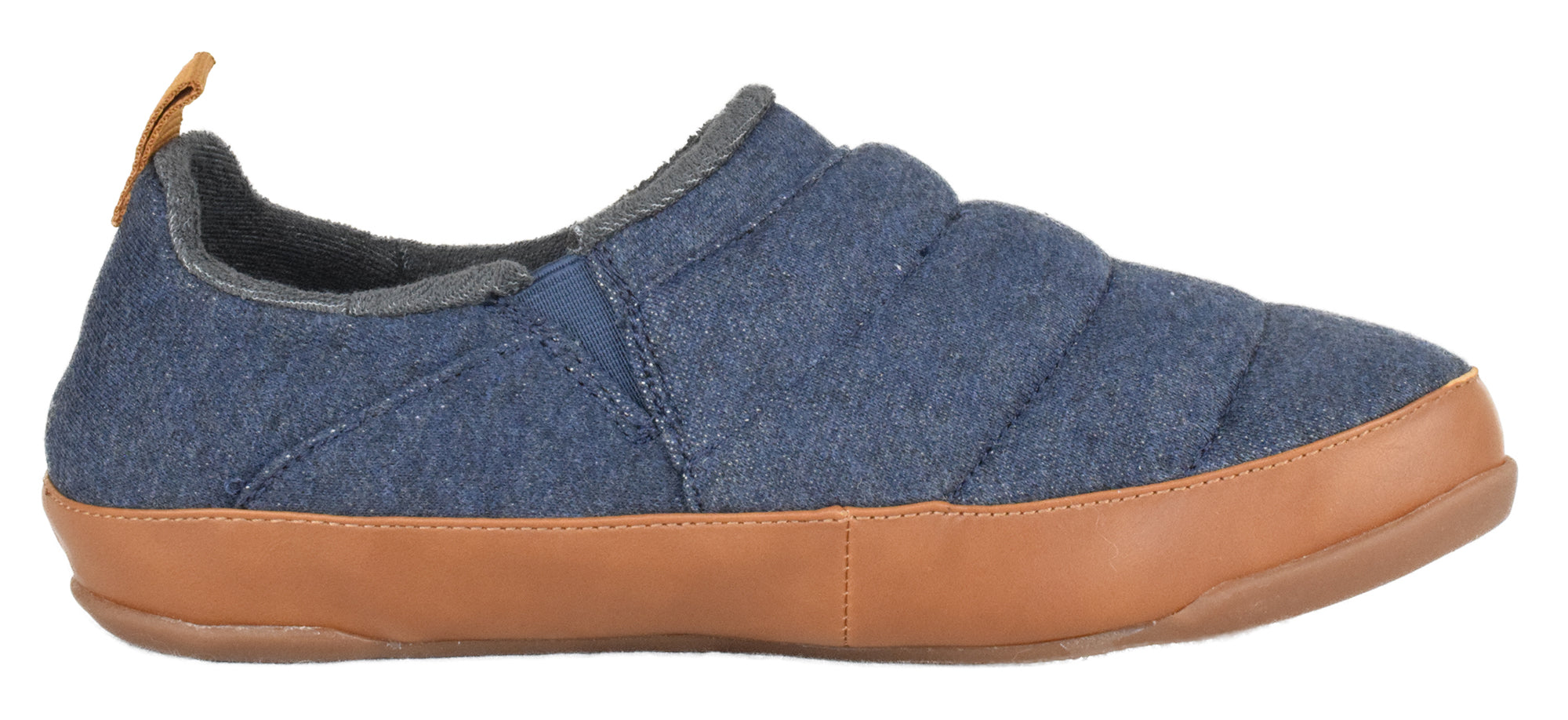 SUN STONE Mens Quilted Platform Slip-On Moccasin Slippers DEREK Blue Denim
