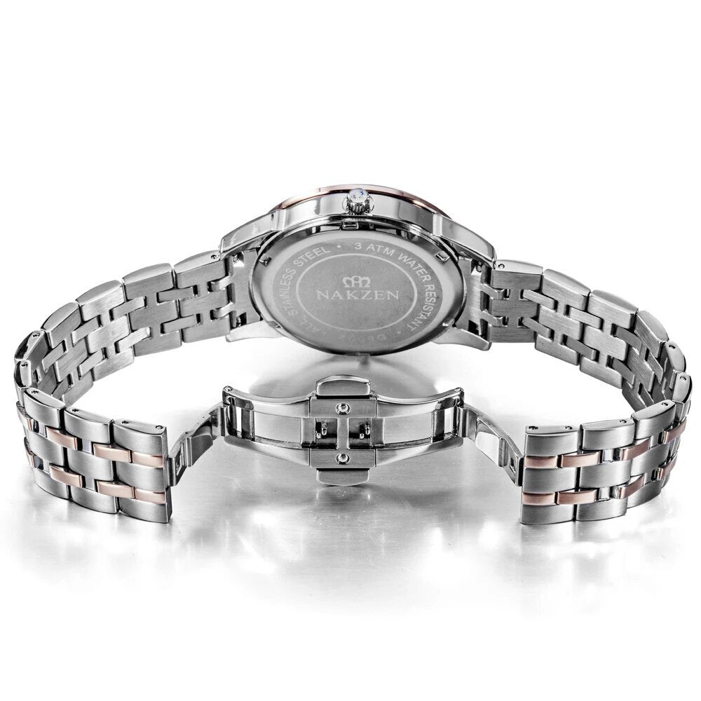 NAKZEN Top Luxury Brand Men's Watches Waterproof Quartz Stainless Steel Watch Rose Gold Watches Male Clock Relogio Masculino