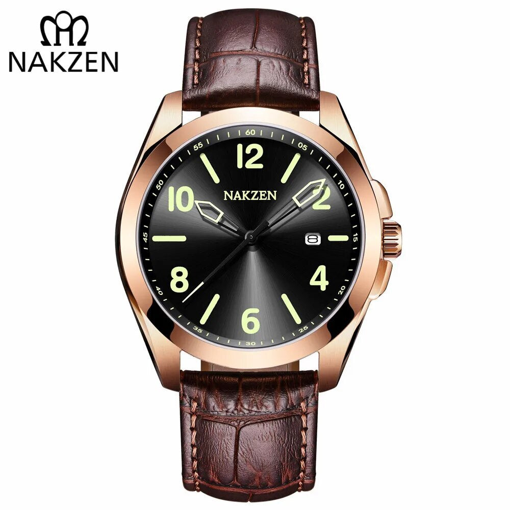 NAKZEN Brand Luxury Quartz Men Watch Sapphire Crystall Luminous Hands Steel Shell Casual Sport Wristwatch Gift Relogio Masculino