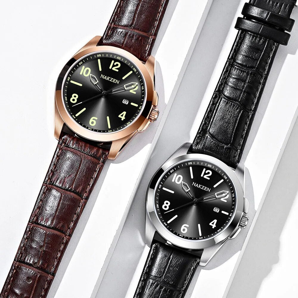 NAKZEN Brand Luxury Quartz Men Watch Sapphire Crystall Luminous Hands Steel Shell Casual Sport Wristwatch Gift Relogio Masculino