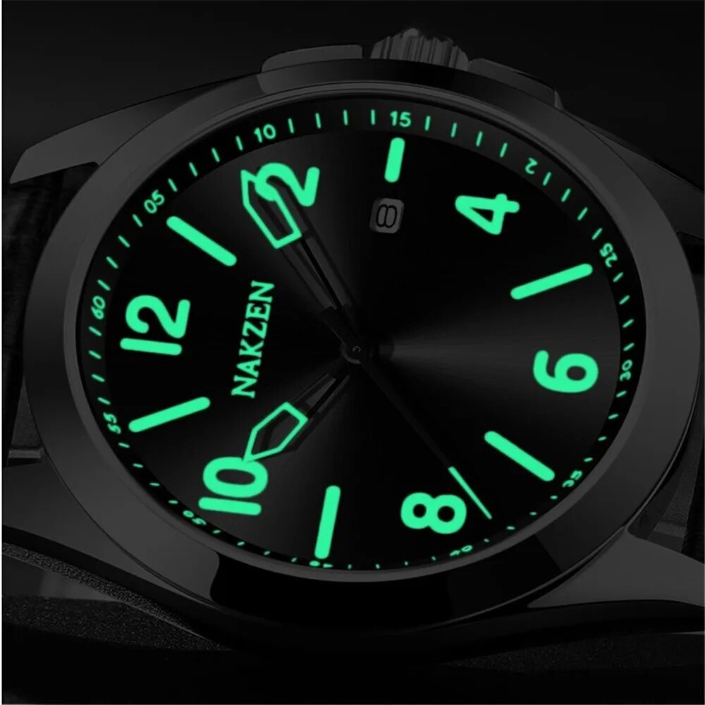 NAKZEN Brand Luxury Quartz Men Watch Sapphire Crystall Luminous Hands Steel Shell Casual Sport Wristwatch Gift Relogio Masculino