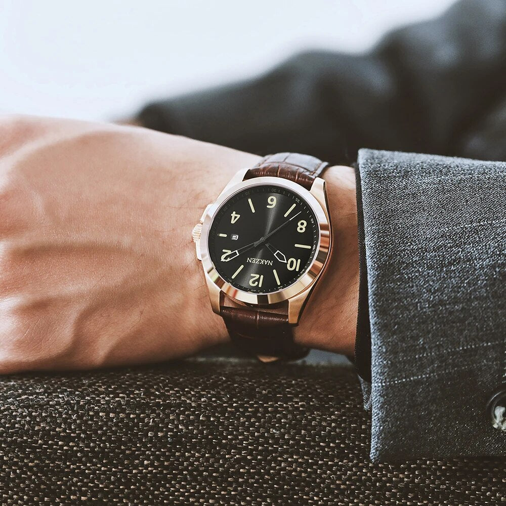 NAKZEN Brand Luxury Quartz Men Watch Sapphire Crystall Luminous Hands Steel Shell Casual Sport Wristwatch Gift Relogio Masculino