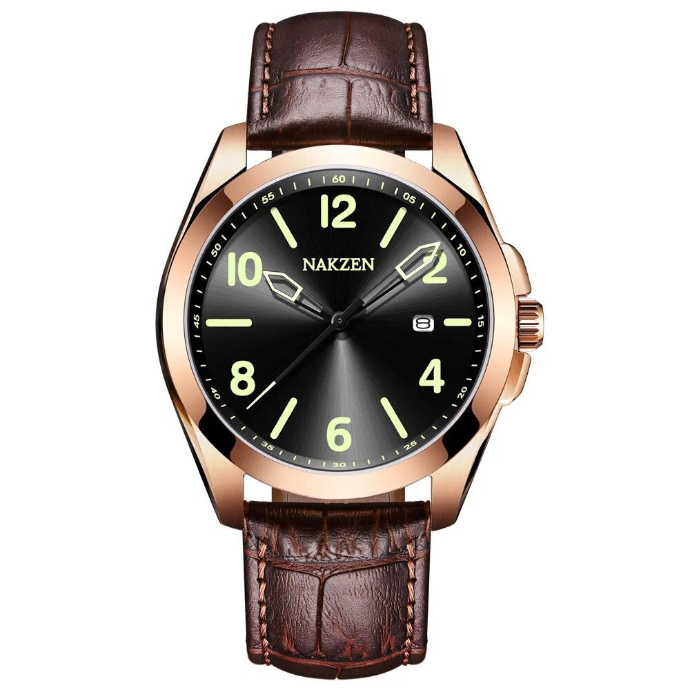 NAKZEN Brand Luxury Quartz Men Watch Sapphire Crystall Luminous Hands Steel Shell Casual Sport Wristwatch Gift Relogio Masculino
