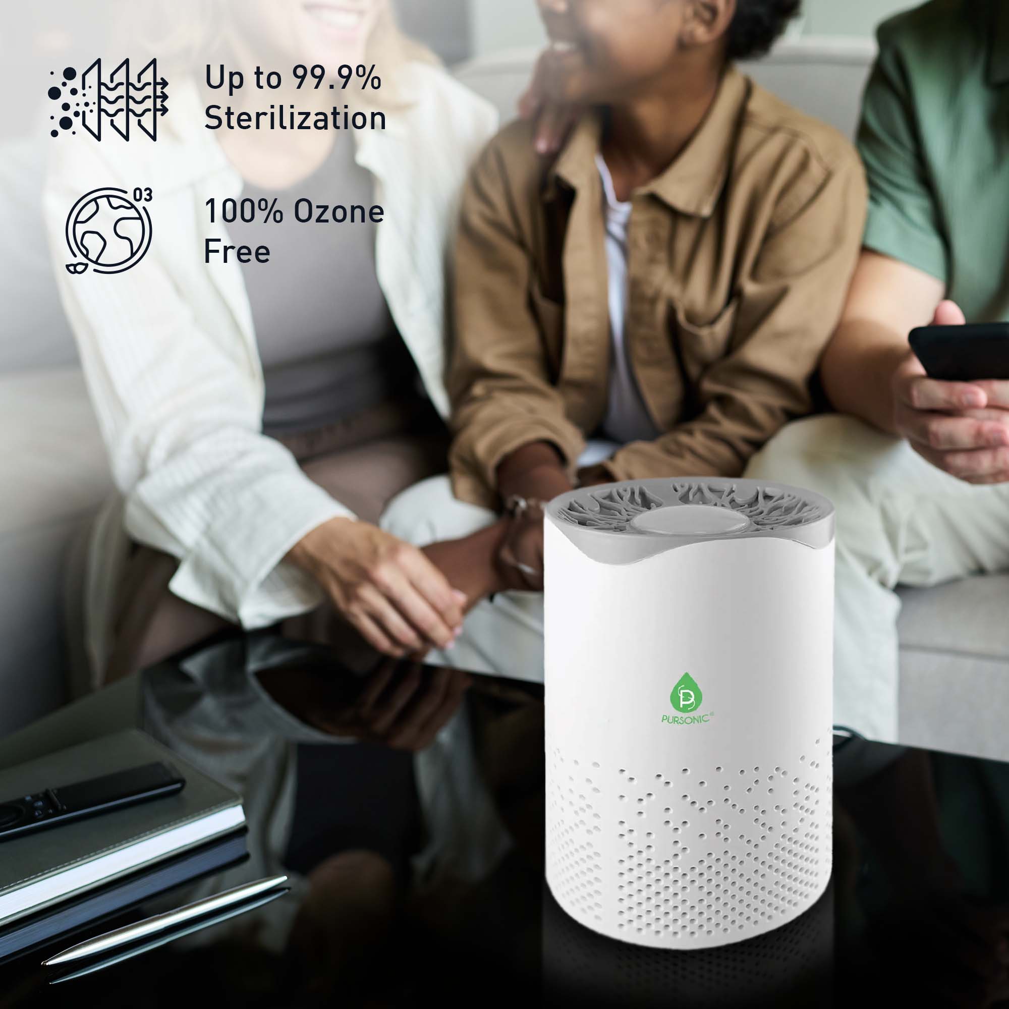 Pursonic Clean Air & Aromatherapy Bundle – True HEPA Air Purifier, Essential Oil Diffuser & 6-Pack Essential Oils