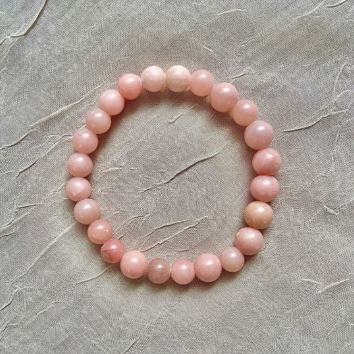 Crystal Healing Beaded Bracelet, Pink Opal