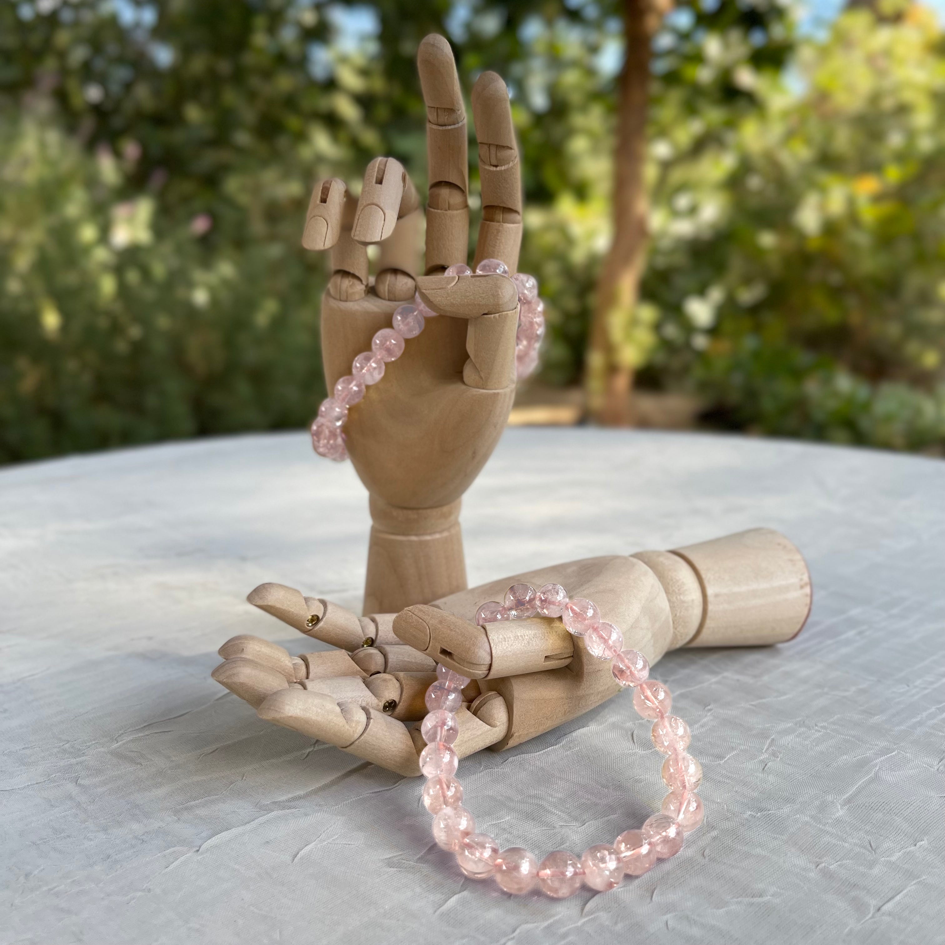 Crystal Healing Beaded Bracelet, Rose Quartz