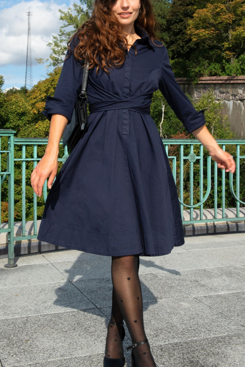 Tessa Elegant Shirt Dress 3/4 Sleeve Buttons
