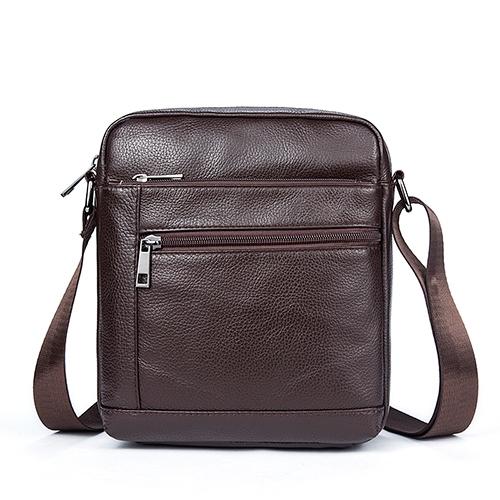 NNEDSZ Men Cowhide Leather Crossbody Bag Vertical Shoulder Business Bag Coffee-1