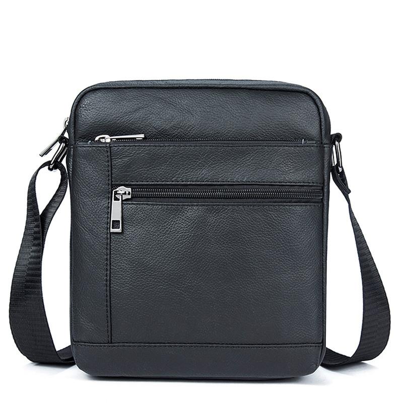 NNEDSZ Men Cowhide Leather Crossbody Bag Vertical Shoulder Business Bag Coffee-2