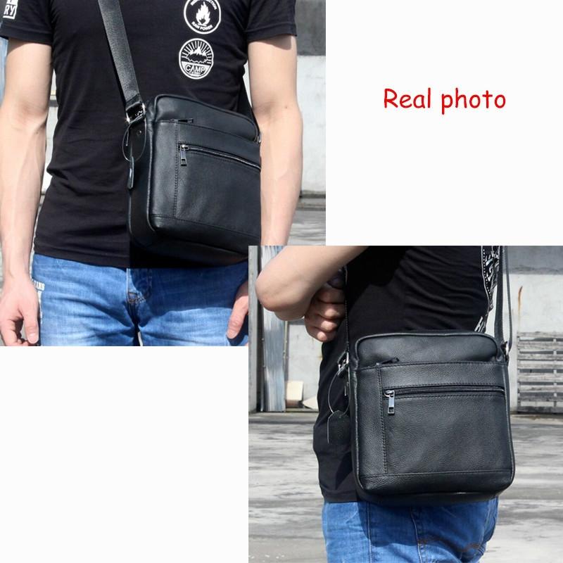 NNEDSZ Men Cowhide Leather Crossbody Bag Vertical Shoulder Business Bag Coffee-4