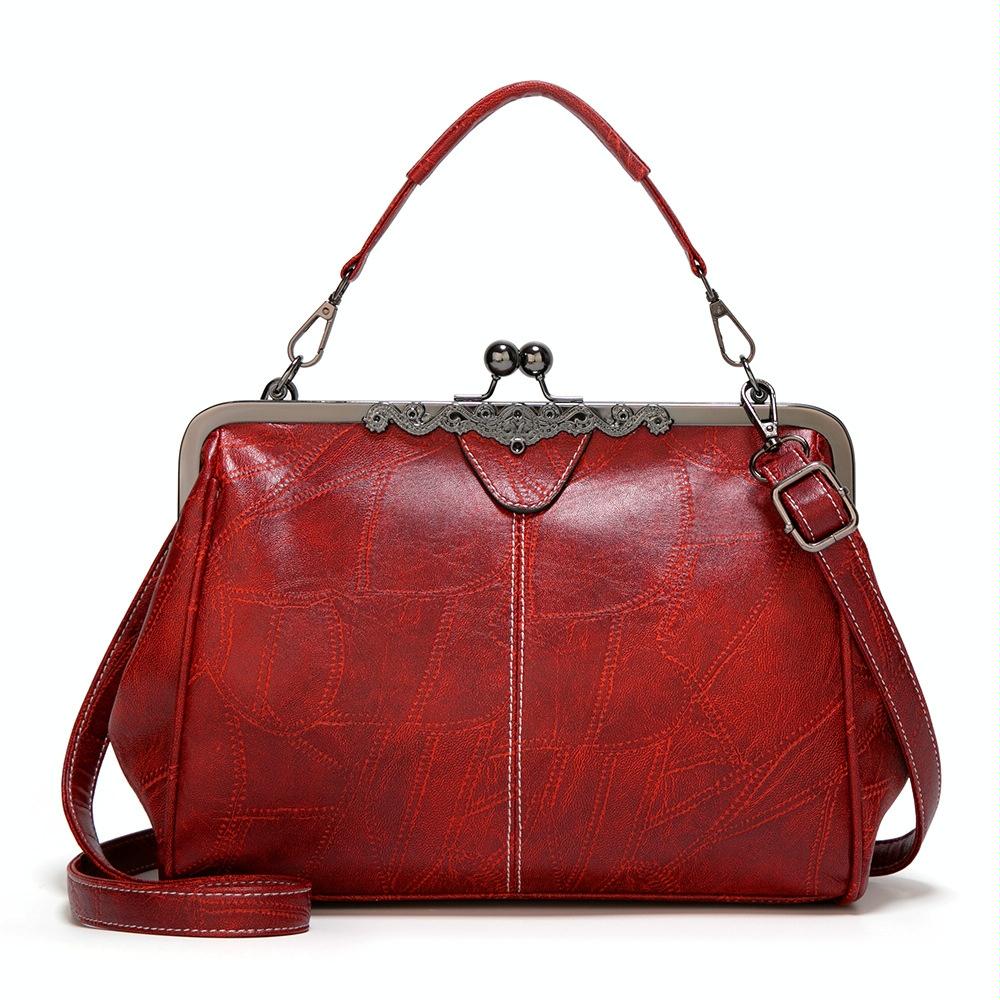NNEDSZ Adjustable Leather Crossbody Bag With Vintage Buckle - Brown