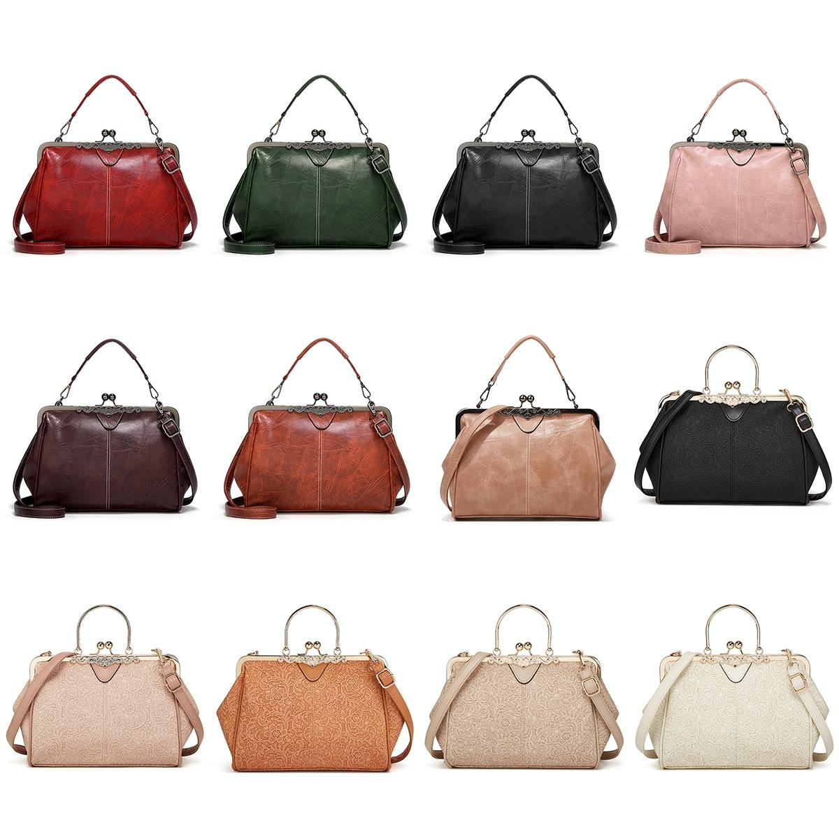 NNEDSZ Adjustable Leather Crossbody Bag With Vintage Buckle - Brown