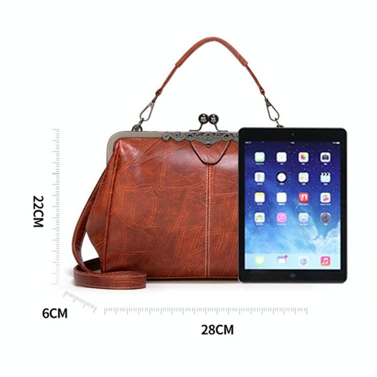 NNEDSZ Adjustable Leather Crossbody Bag With Vintage Buckle - Brown