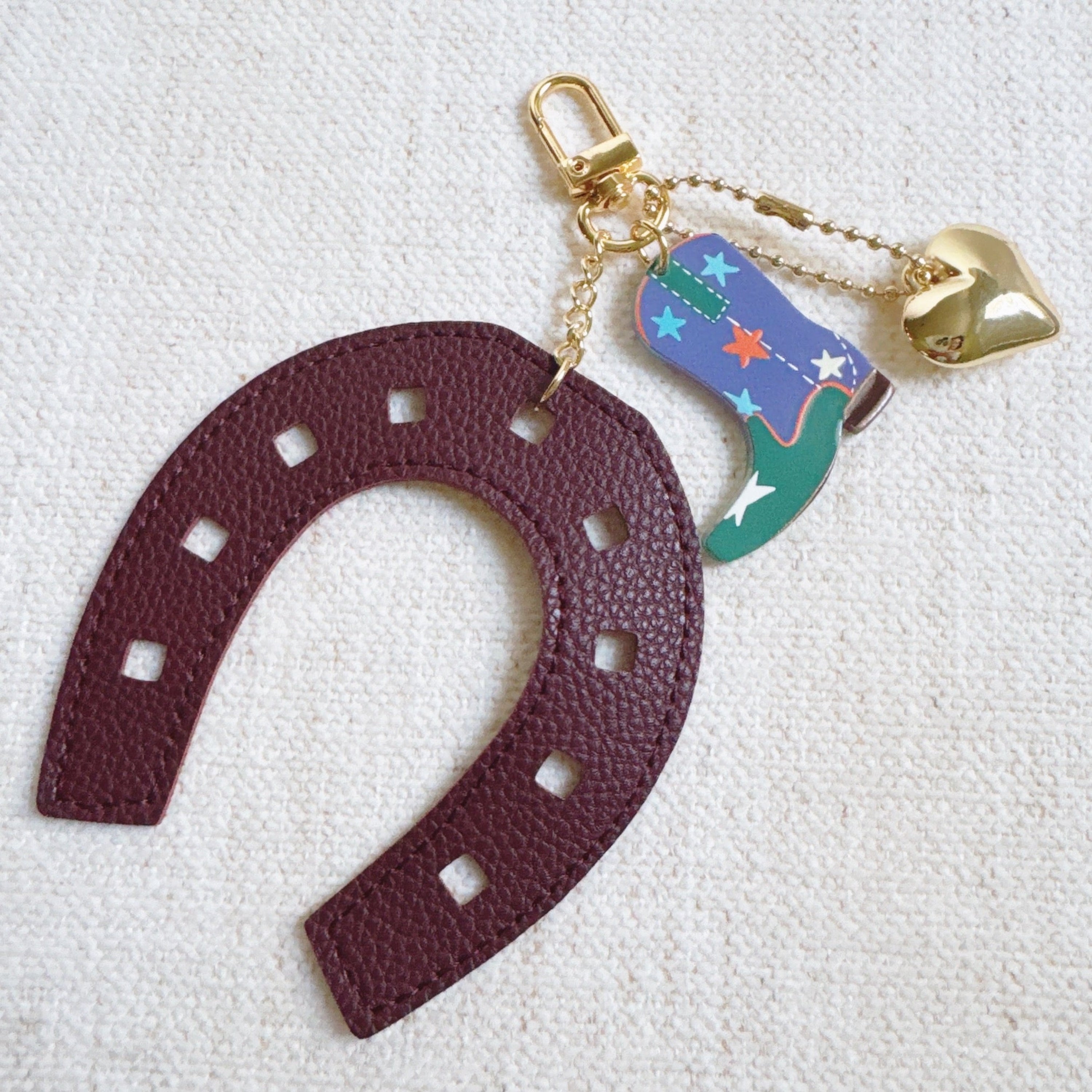 Western Horseshoe Bag Charm – Cowboy Boot & Heart