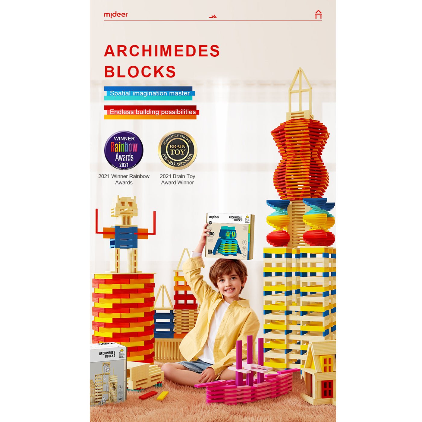 Archimedes Blocks 100pcs Black & White