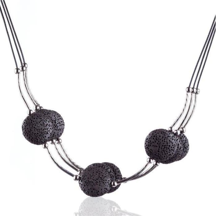 Black 6 Lava Stone Essential Oils Necklace