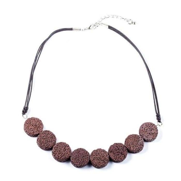 Burgundy Tablet Beads Lava Stone Essential Oils Necklace