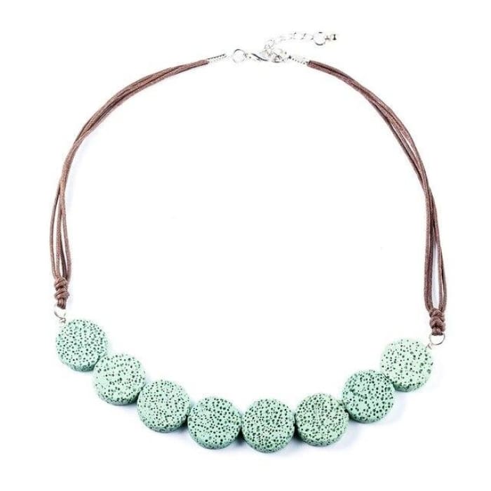 Cyan Tablet Beads Lava Stone Essential Oils Necklace