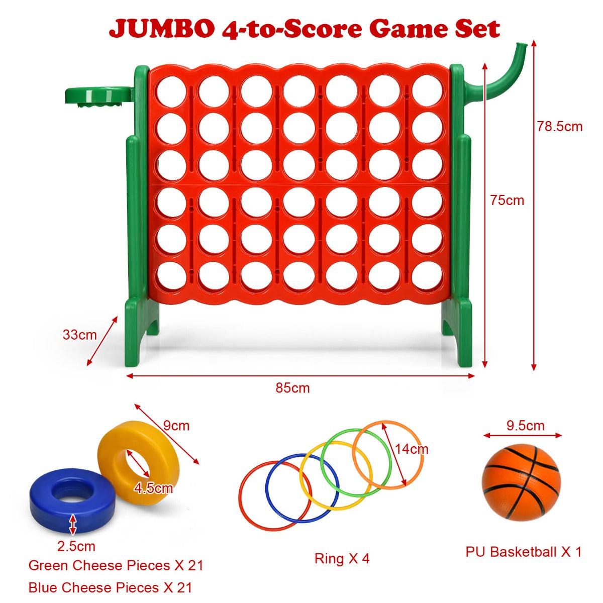 NNECW Jumbo 4-to-Score Giant Game Set for Kids-Green