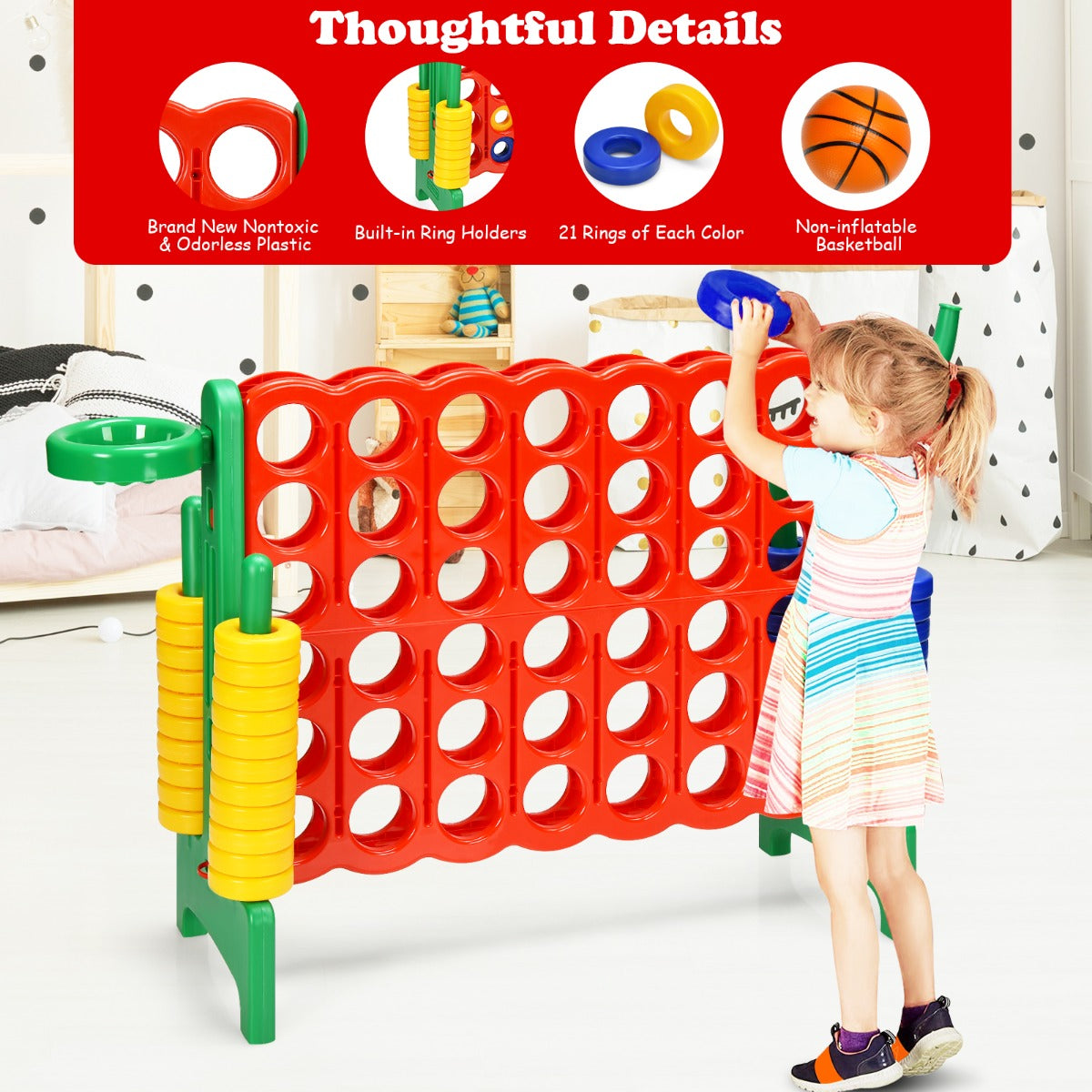 NNECW Jumbo 4-to-Score Giant Game Set for Kids-Green