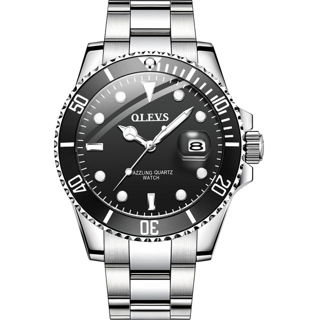 Mens Watches Top Brand Luxury Fashion Waterproof Luminous Hand Green Dial Quartz Sports Wristwatch Gifts for Men