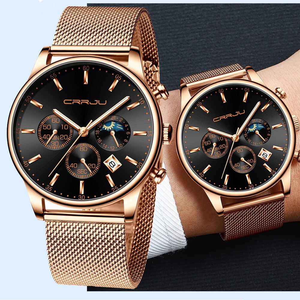 Top Luxury Men Multifunction Watches Waterproof Business Casual Quartz Date Wrist Watch Male Mesh Strap Clock