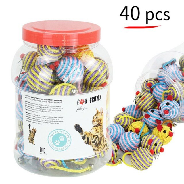 40pcs/pack Colorful Feather Cat Toys False Mouse Kitten Cat Toy Mixed Collection
