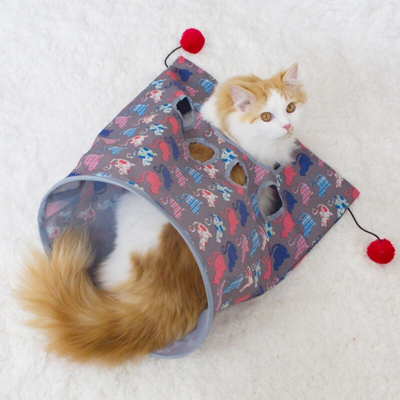 Fun Pet Cat Toys Tunnel Play Tubes Collapsible Crinkle Kitten Interactive Toys Puppy Ferrets Rabbit Play Dog Tunnel