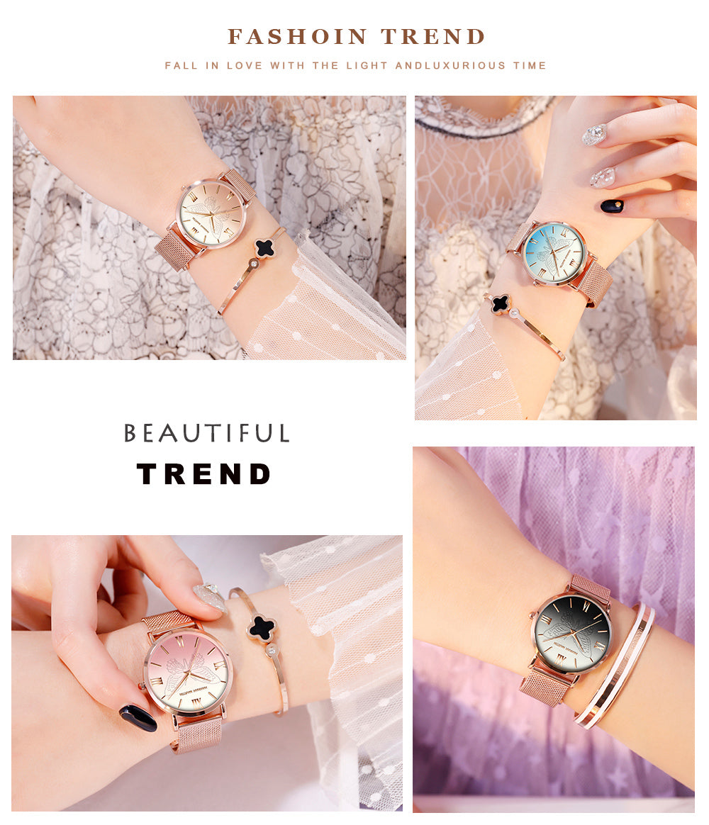Women Watches Japan Quartz Movement 3D Butterfly Top Brand Luxury Stainless Steel Waterproof Wristwatches