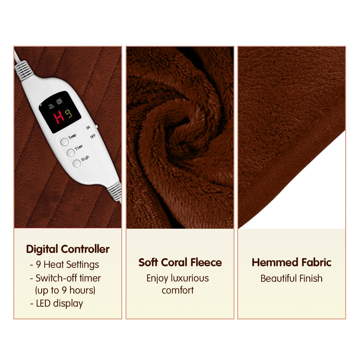 NNEDPE Laura Hill Heated Electric Blanket Throw Rug Coral Warm Fleece Brown