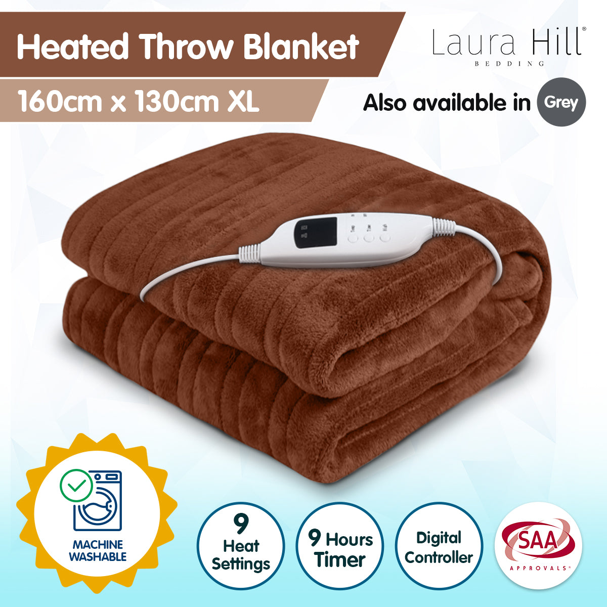 NNEDPE Laura Hill Heated Electric Blanket Throw Rug Coral Warm Fleece Brown