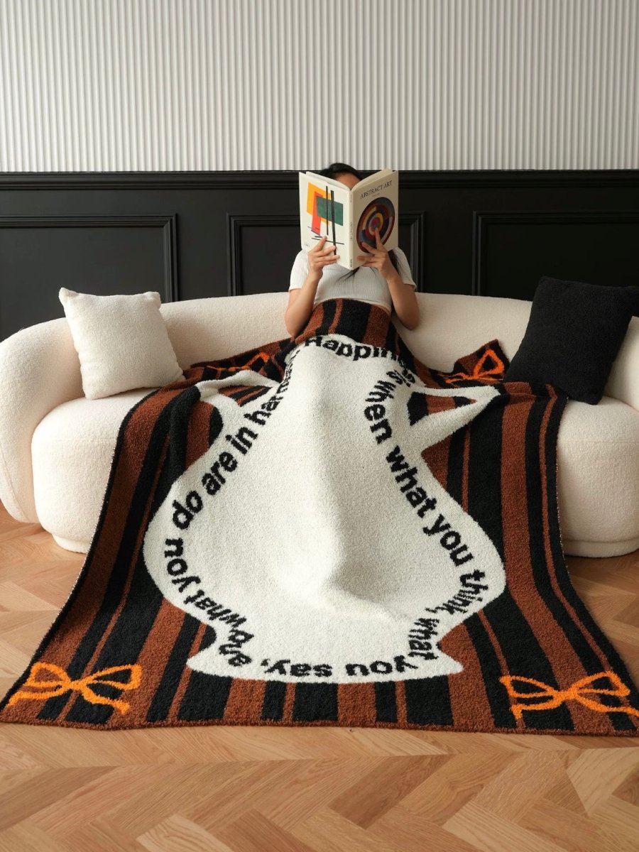 Ultra Soft Whimsical Cute Stripe Vase Throw Blanket - Warm Thick Playful