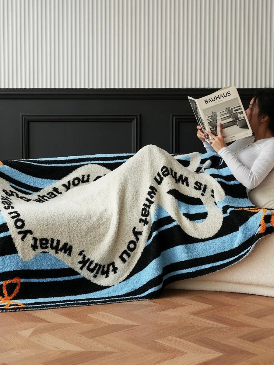 Ultra Soft Whimsical Cute Stripe Vase Throw Blanket - Warm Thick Playful