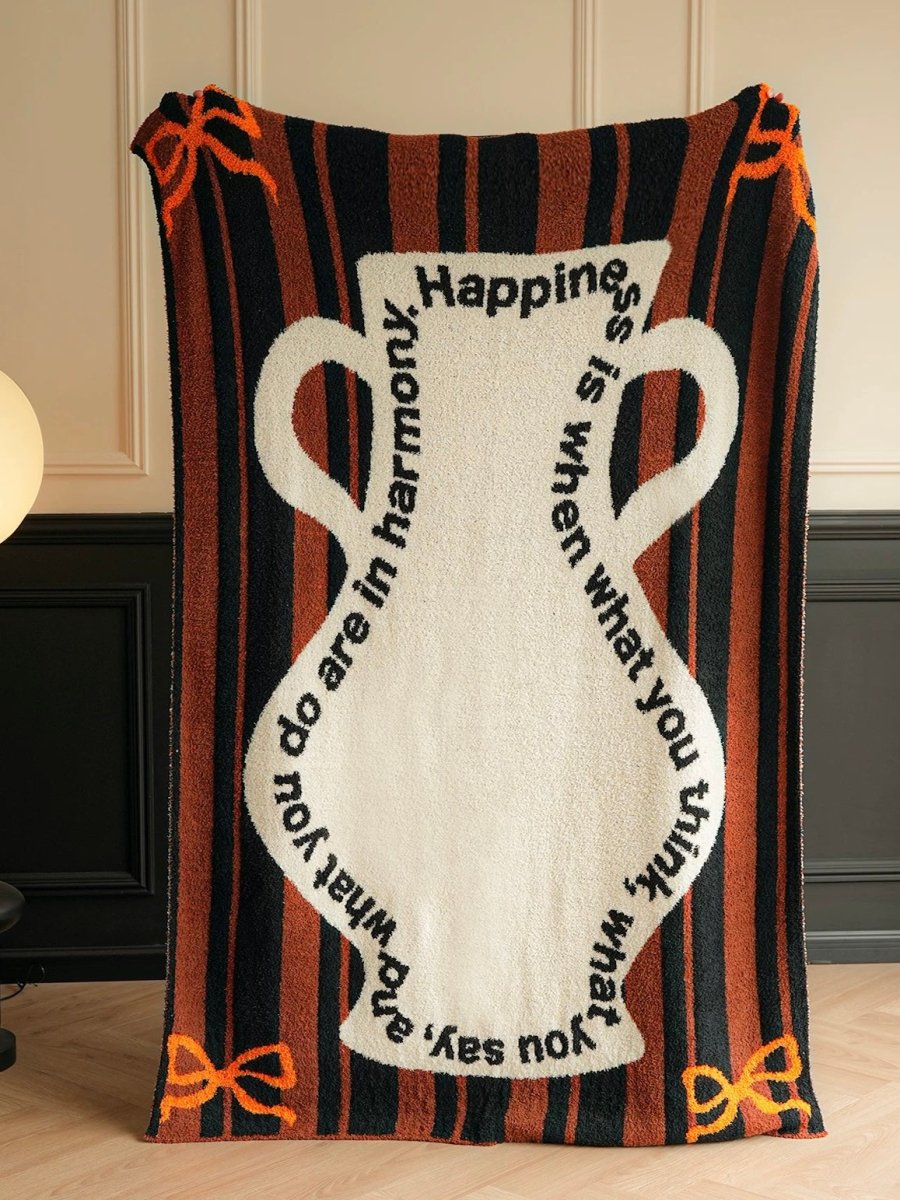 Ultra Soft Whimsical Cute Stripe Vase Throw Blanket - Warm Thick Playful